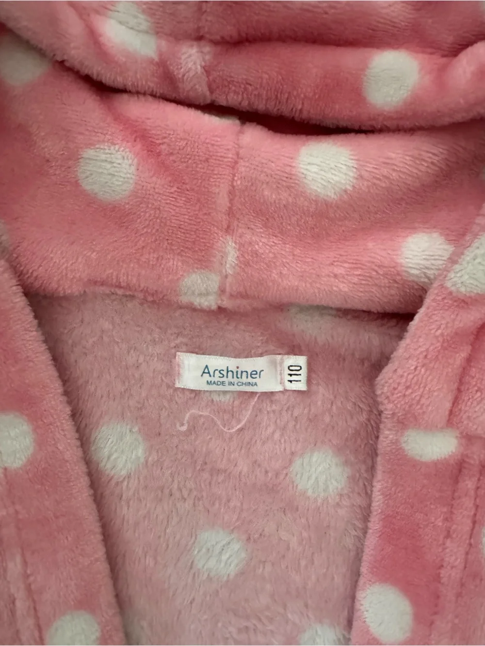 Children's Hooded Pink Polka Dot Bathrobe with Belt